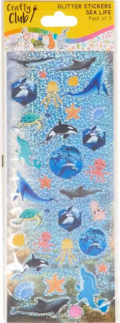 Crafty Club Sea Life Glitter Paper Stickers in Multicolour