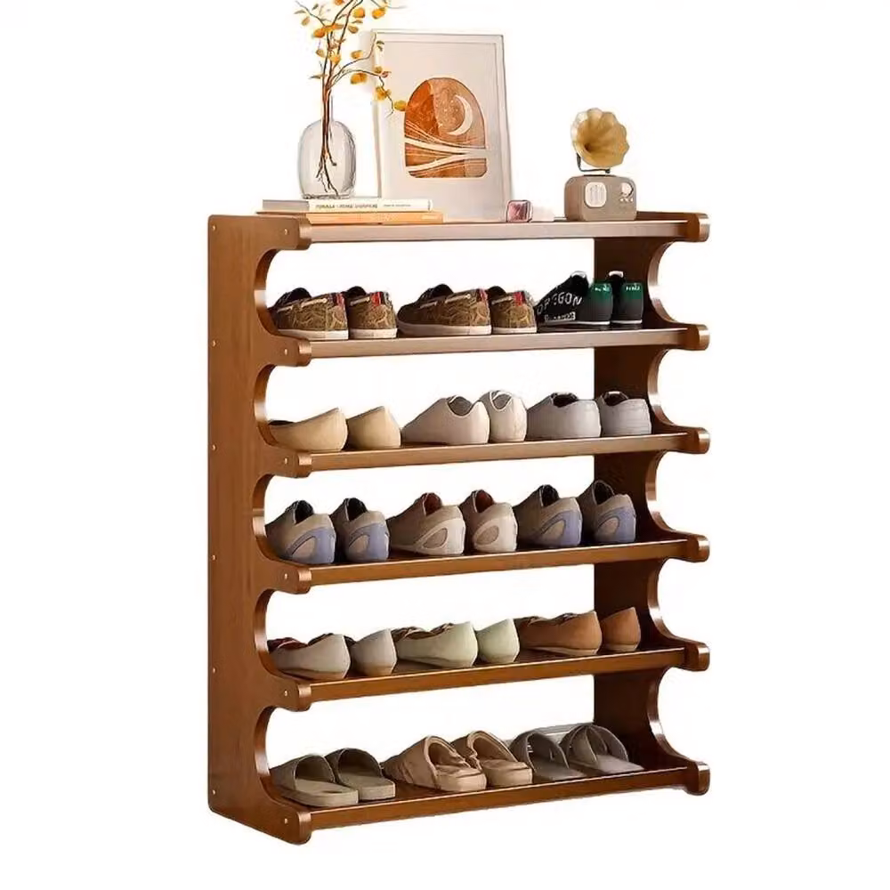 FORGEVIO 6 Tier Tall Bamboo Shoe Rack Organiser in Brown – 2