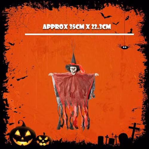 VFM e-Store Hanging Skeleton Halloween Decoration with Light Up Eyes in Red – 3