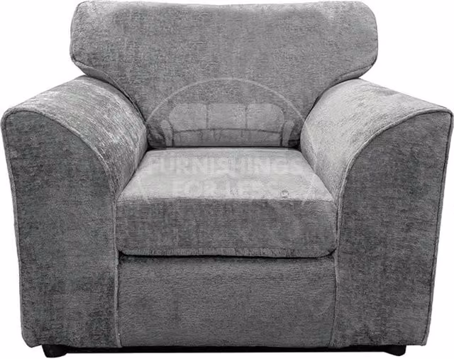 Furnishings For Less UK Monaco Chenille Fabric Single Seater Armchair with Curved Arms in Light Grey
