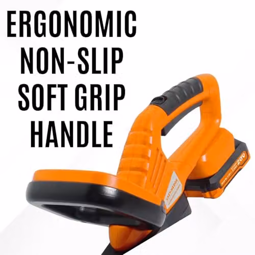 Ark Mat Cordless Reciprocating Hedge Trimmer with Rechargeable Battery and Charger, Orange, 57 cm Blade Length, 16 mm Teeth, 2.5 kg – 3