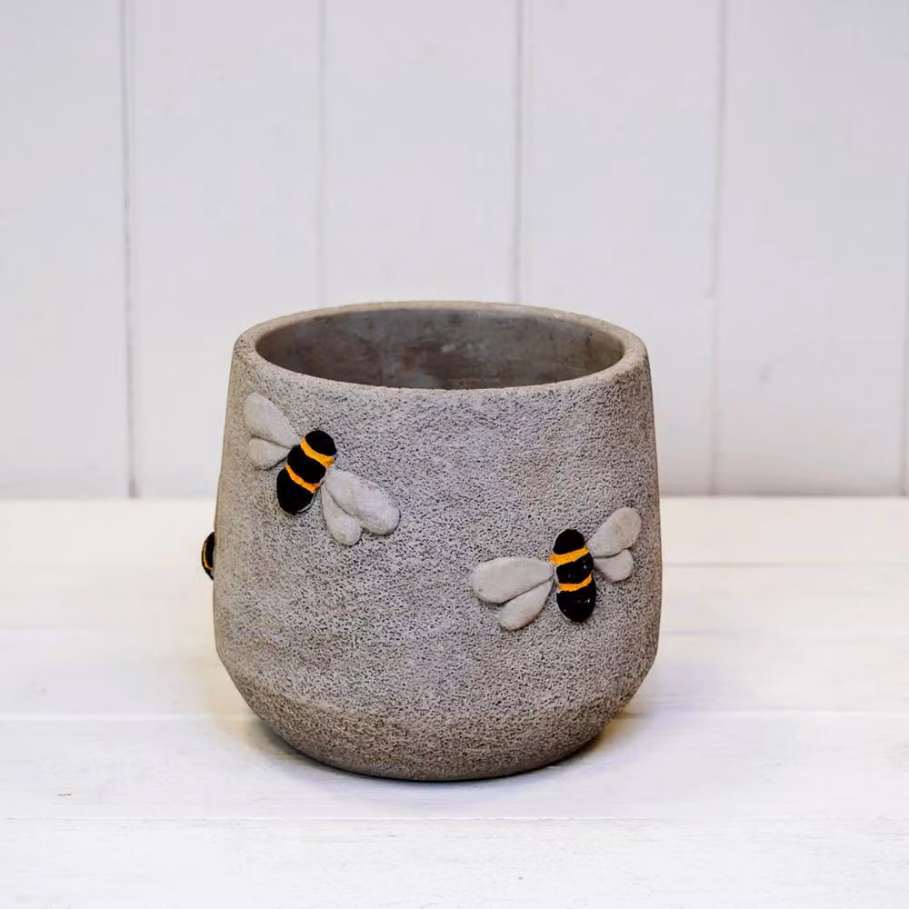 Four Candle Grey Concrete Bee Planter with Embossed Detail – 2