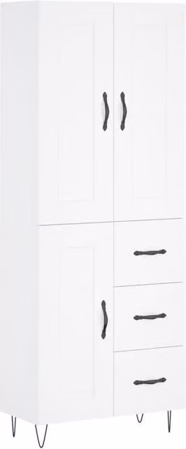 Berkfield Home Modern White Highboard with Hinged Doors and Internal Shelves, W/D/H: 69.5 x 34 x 180 cm – 1