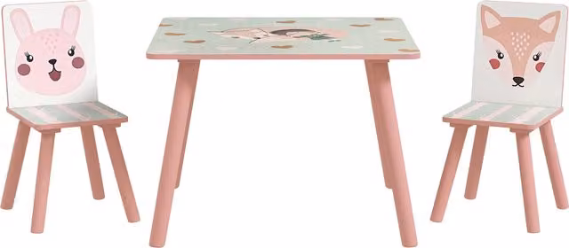 ZONEKIZ Toddler Desk and Chair Set with Two Chairs in Pink for Ages 3-6 Years – 1