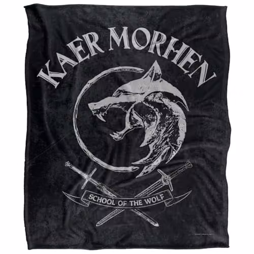 The Witcher Kaer Morhen Silky Touch Super Soft Fleece Throw Blanket, White, W/D/H: 152 x 127 cm