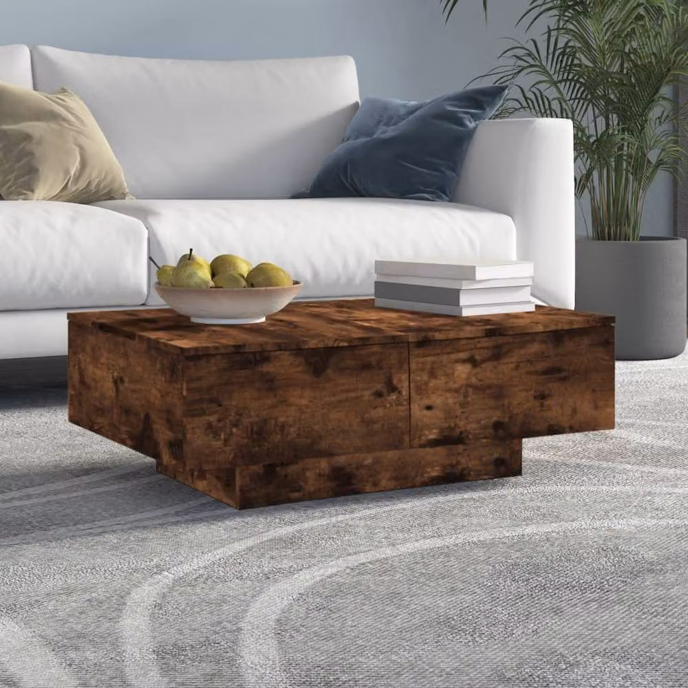 Berkfield Home Smoked Oak Coffee Table in Brown, W/D/H: 90 x 60 x 31 cm – 2