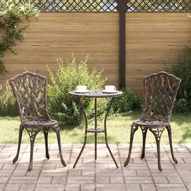 Berkfield Home Bronze Cast Aluminium Small Outdoor Dining Set with Vintage Matt Finish