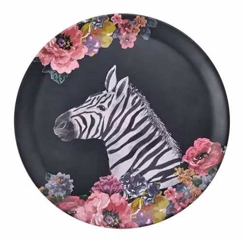 Mikasa Wild at Heart Zebra Round Melamine Serving Tray, Multicolour, Diameter: 36 cm – 1