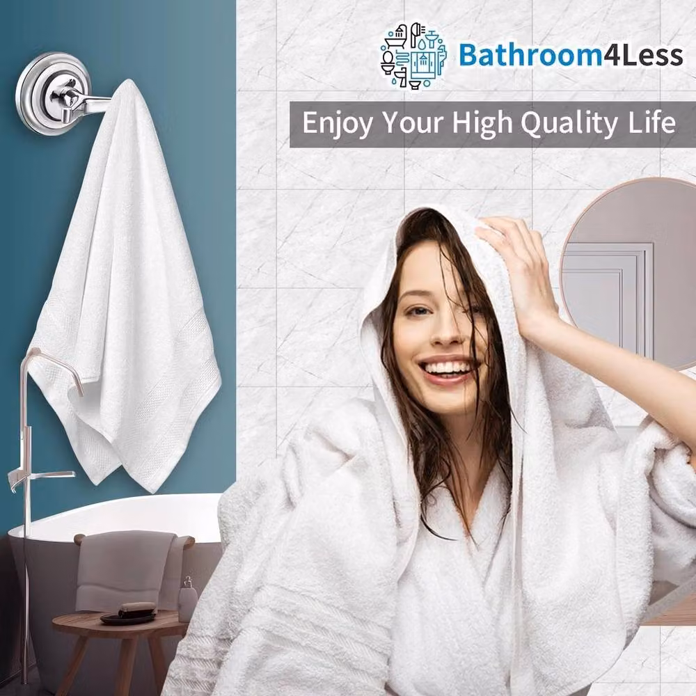 FLAVORA Chrome Wall Mounted Towel, Robe and Coat Hook in Silver, W: 52 cm – 3
