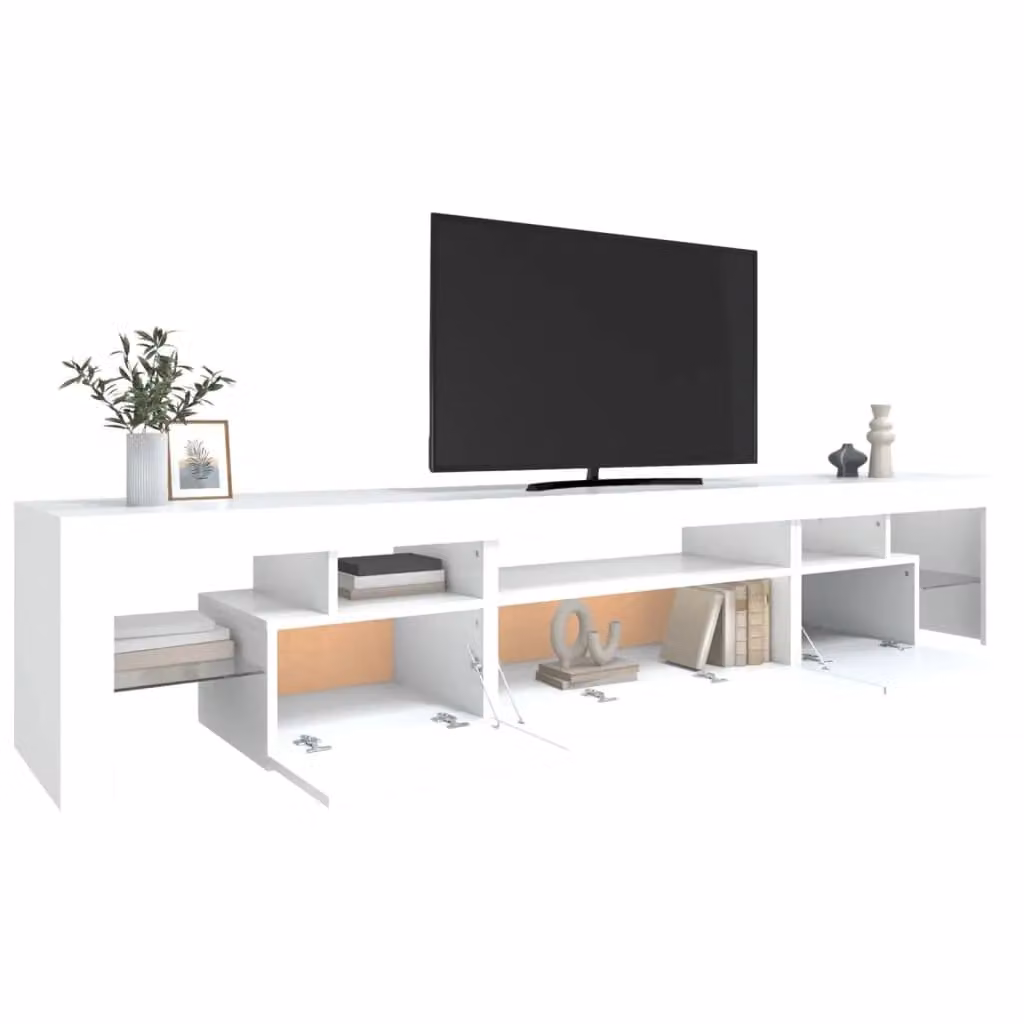 Berkfield Home Modern Glossy White TV Cabinet with LED Lights W: 215 cm, D: 40 cm, H: 36.5 cm – 2