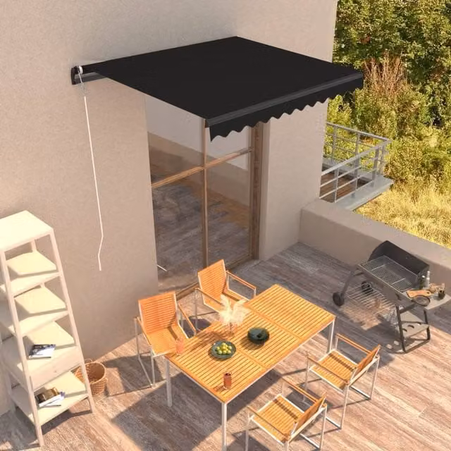 Berkfield Home Manual Retractable Wall-Mounted Awning with Folding Arms, Anthracite Black, W/D/H: 300 x 250 cm – 1