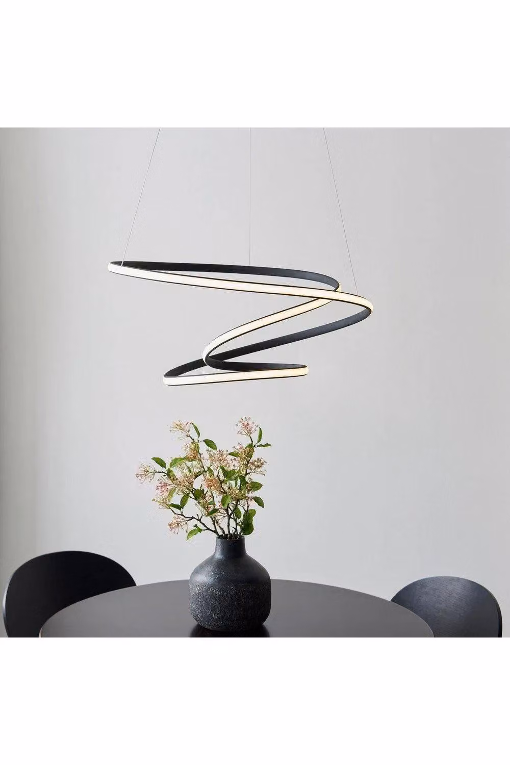Netlighting Dune Modern Designer LED Pendant Light with Swirl Texture in Black Finish – 2