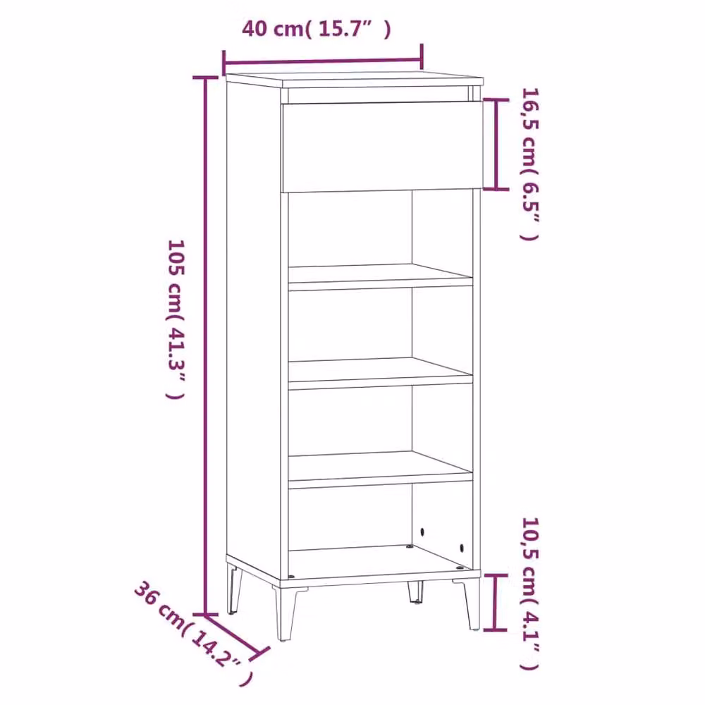 Berkfield Home Smoked Oak Shoe Rack in Brown, W/D/H: 40 x 36 x 105 cm – 3
