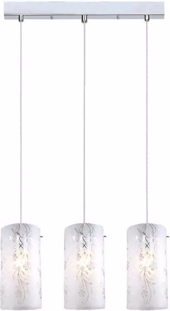 Netlighting Modern 3-Light Hanging Pendant Lamp in Chrome and Grey with E27 Matt Shades