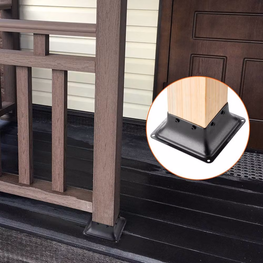 VEVOR Heavy Duty Steel Post Support Base, Black, 4 Pack – 3
