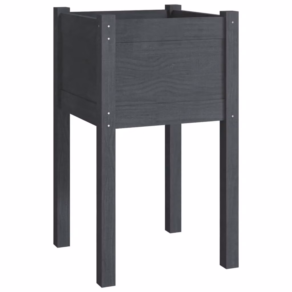 Berkfield Grey Wooden Raised Bed Garden Planter W/D/H: 40 x 40 x 70 cm – 2