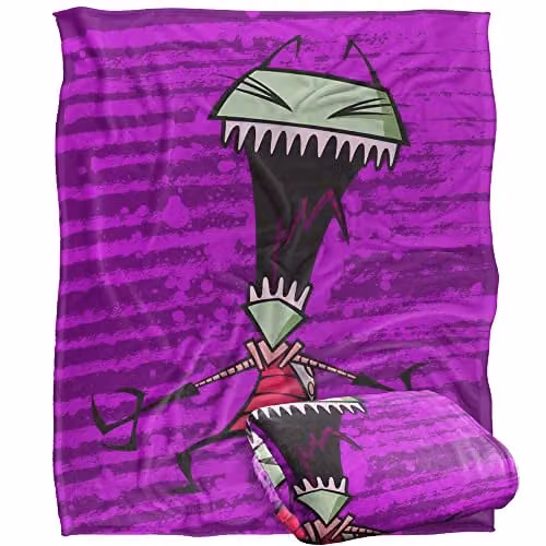 LOGOVISION Invader Zim Scream Silky Touch Super Soft Fleece Throw Blanket, White, W/D/H: 152 x 127 x 1 cm