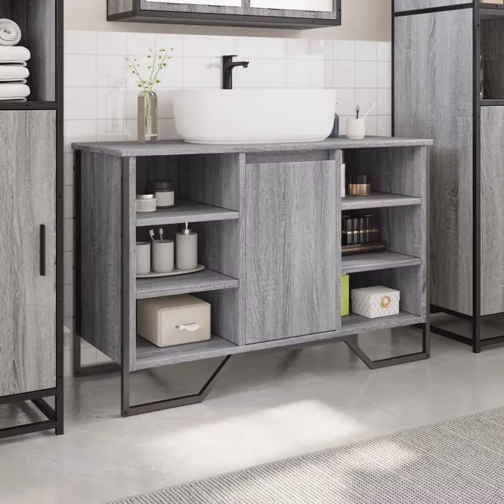 Berkfield Home Grey Sonoma Wall Mounted Bathroom Sink Cabinet W/D/H: 91 x 35 x 60 cm – 3