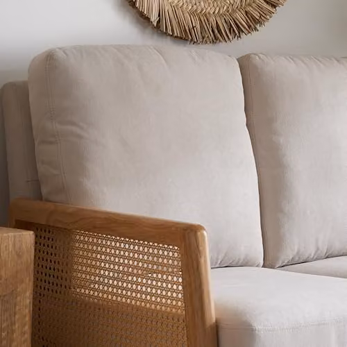 Birlea 2 Seater Rattan Sofa with White Fabric Upholstery – 4