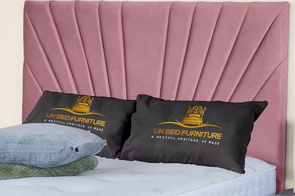 UK Bed Furniture Sunrise Pink Velvet Ottoman Divan Bed with 54 Inch Headboard, Super King, W/D/H: 200 x 200 cm – 2