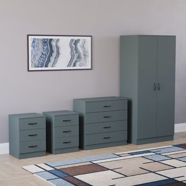 Vida Designs Riano 4 Piece Modern Bedroom Set in Green