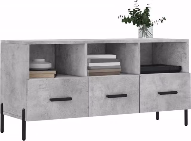 Berkfield Home Industrial TV Cabinet in Concrete Grey, W/D/H: 102 x 36 x 50 cm