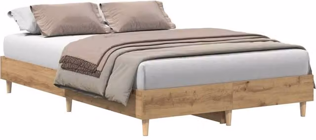 Berkfield Home Artisan Oak Bed Frame in Brown, Engineered Wood, W/D/H: 135 x 190 cm – 1