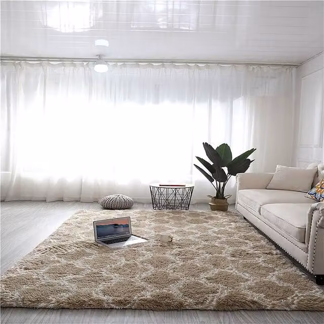 YnysTec Fluffy Soft Shaggy Rug in Beige, W/D/H: 120 x 60 x 4 cm