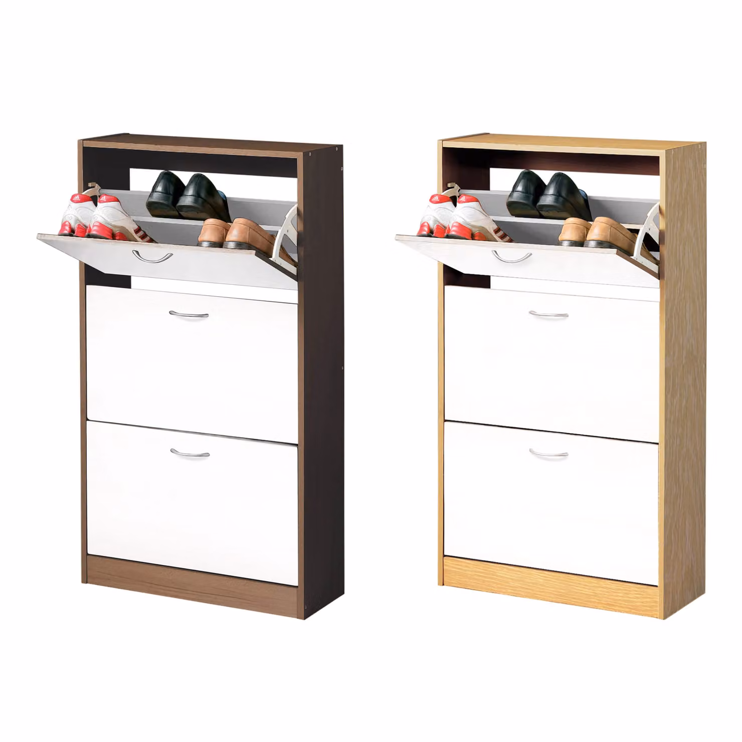 Orsina 3 Drawer Shoe Cupboard in White and Oak Veneer, W/D/H: 63 x 24 x 118 cm – 3