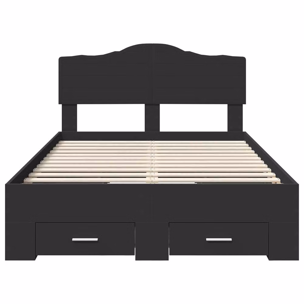 Berkfield Home Modern Bed Frame with Headboard in Black, Engineered Wood, W: 135 cm, L: 190 cm – 3