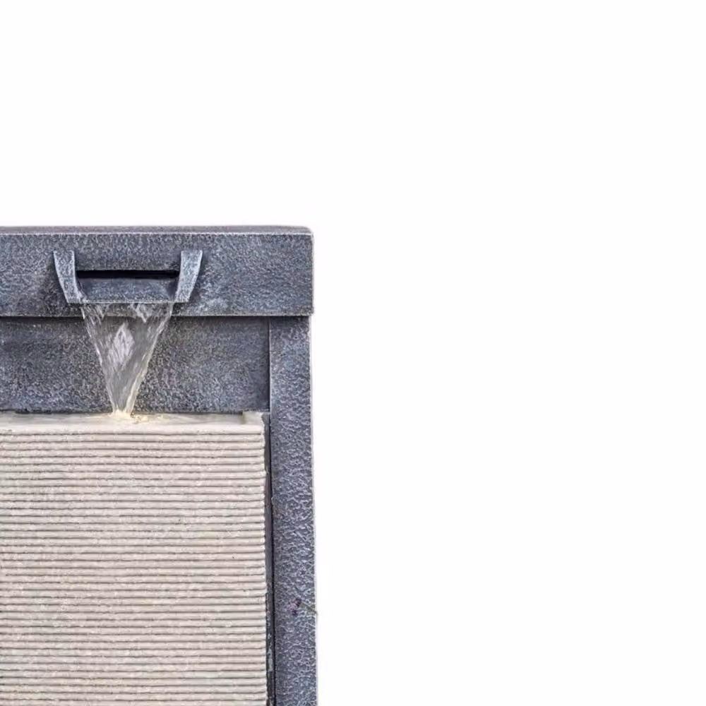 Lemon Pavilion Contemporary Square Concrete Cube Water Feature in Black and Grey, W: 37 cm, D: 37 cm, H: 83 cm – 2