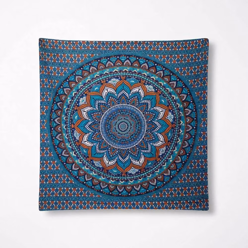 KDMD Double Cotton Bedspread and Wall Hanging Set in Turquoise with Geometric Mandala Art – 2