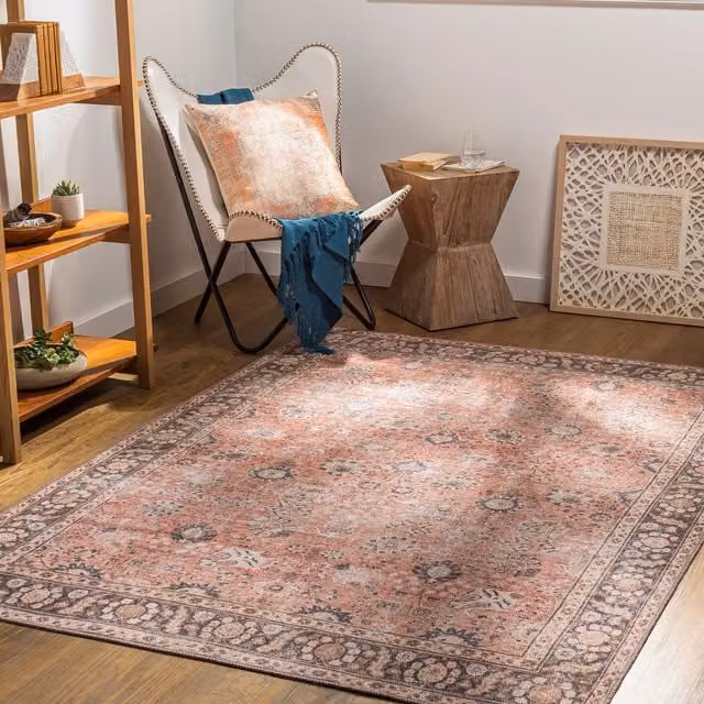 Livabliss Colin Washable Vintage Boho Living and Dining Room Rug in Brown, Orange and Grey, W: 120 cm, L: 170 cm – 1