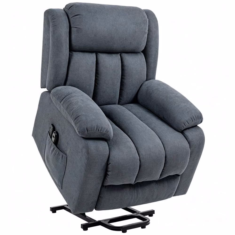 STILVORA Grey Fabric Lift Recliner Chair with Massage and Footrest – 2