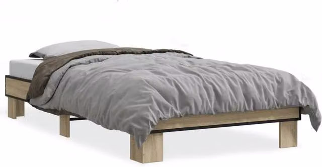 Berkfield Home Sonoma Oak Small Single Bed Frame in Light Tan, W: 75 cm, L: 190 cm