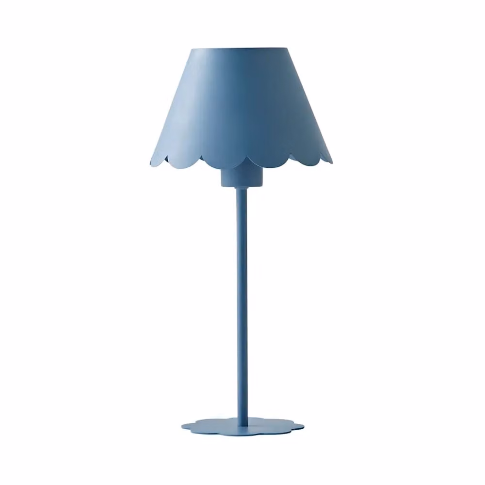 ValueLights Hattie Rechargeable Metal Scalloped Edge Portable Table Lamp in Blue – 2