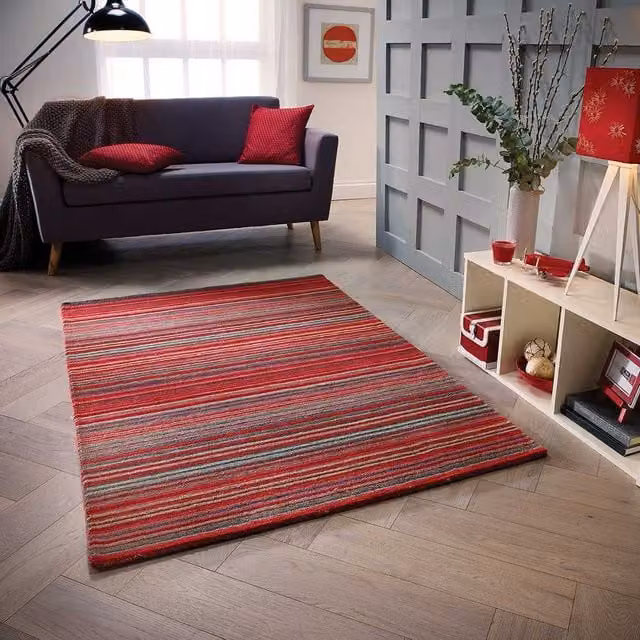 The Rug Shop UK Red Striped Modern Handmade Area Rug, W: 200 cm, D: 280 cm – 1