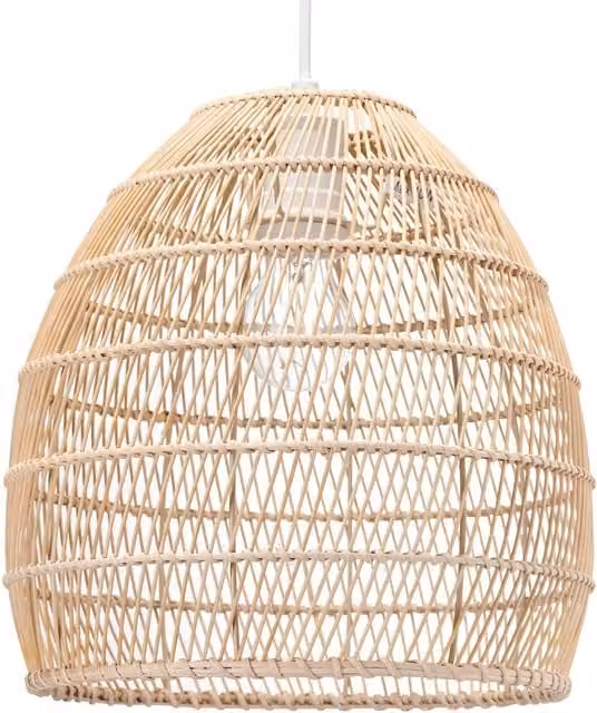 Happy Homewares Vintage Spiral Rattan Ceiling Lamp Shade in Brown