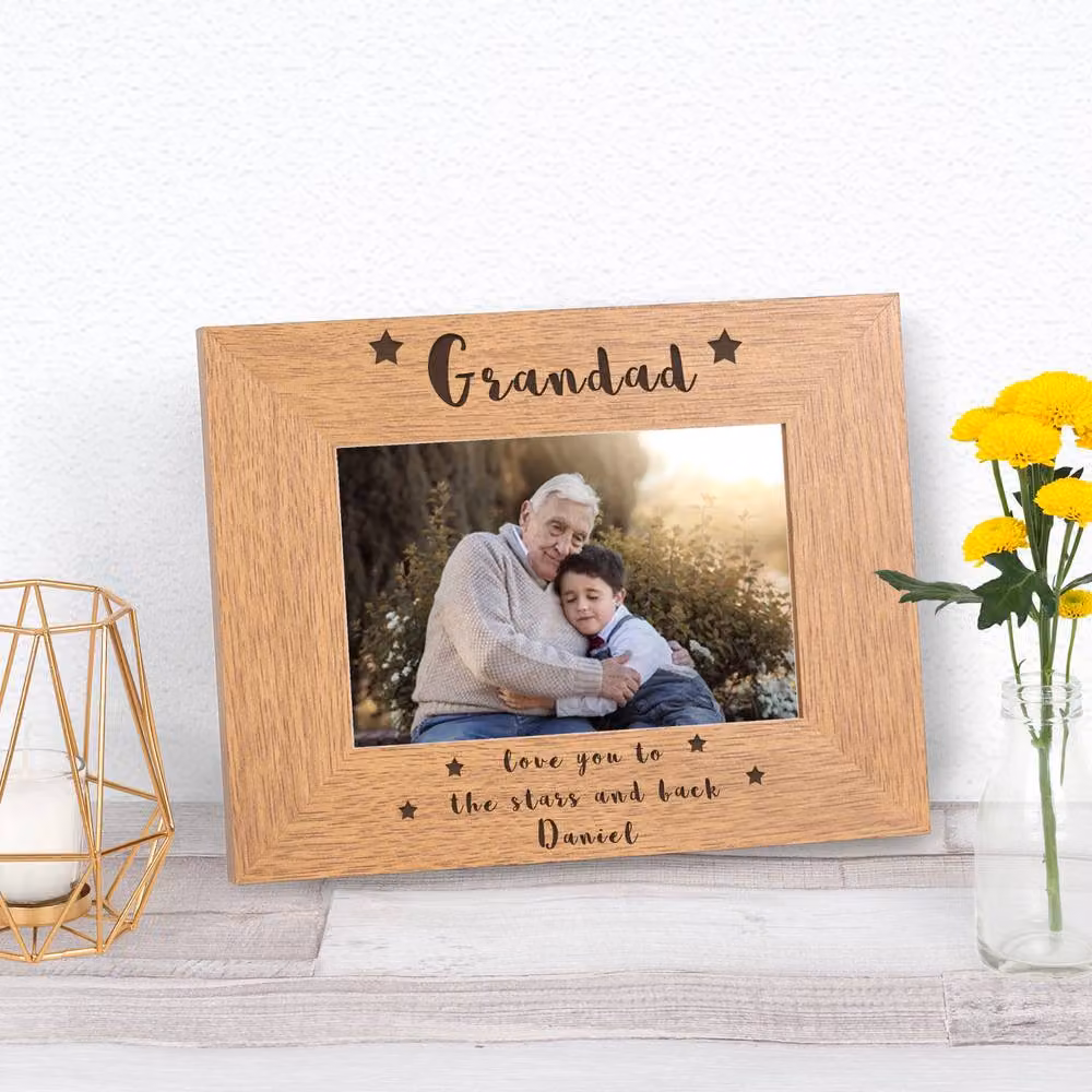 Uniqueful Personalised Love You to the Stars & Back Wood Picture Frame, Brown, W/H: 15 x 10 cm