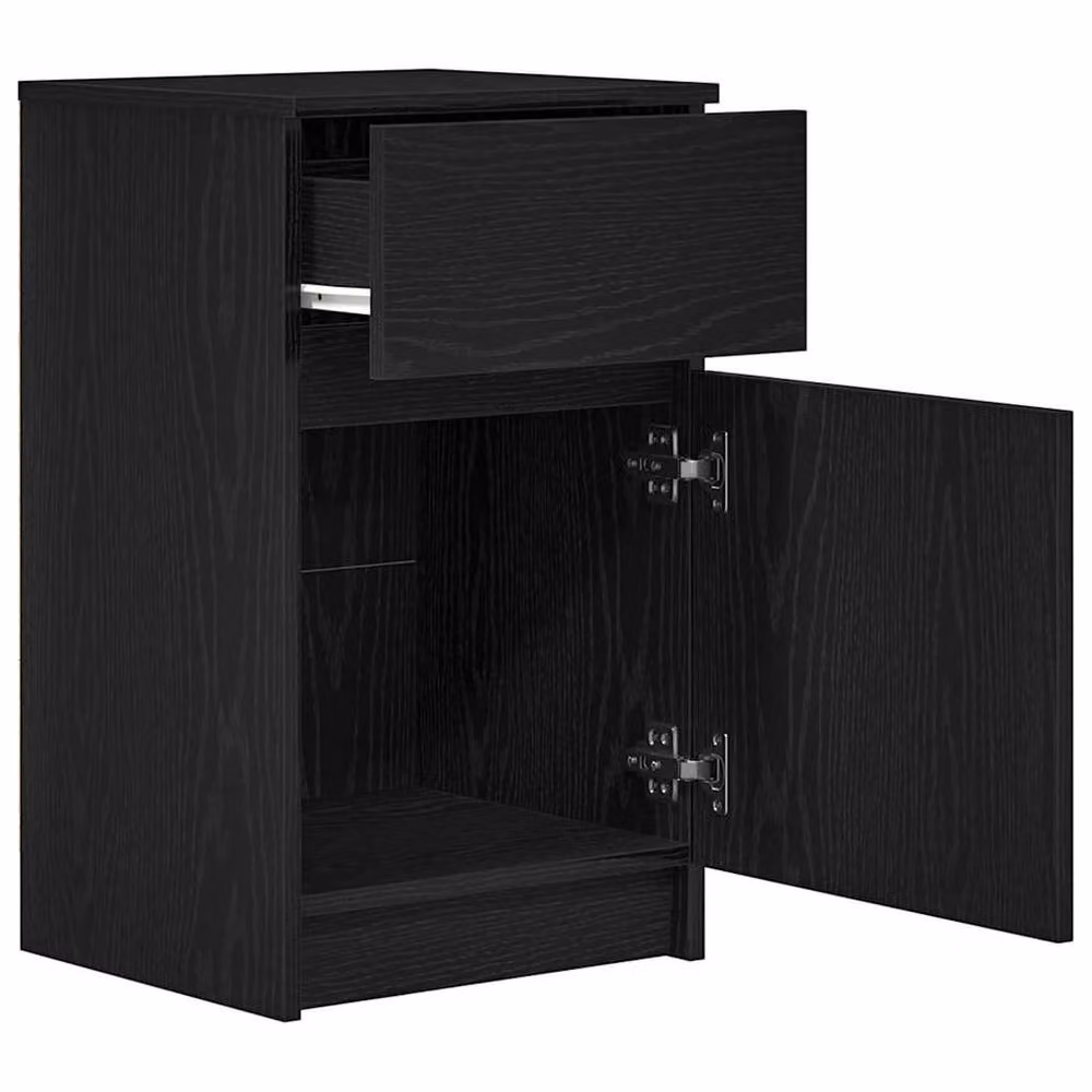 Berkfield Home Set of 2 Durable Black Bedside Cabinets, W/D/H: 39 x 35 x 65 cm – 5