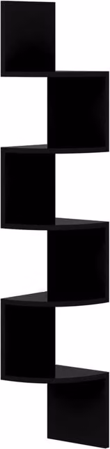 Berkfield Home Wall Mounted Corner Shelf in High Gloss Black, W/D/H: 19 x 19 x 123 cm – 1