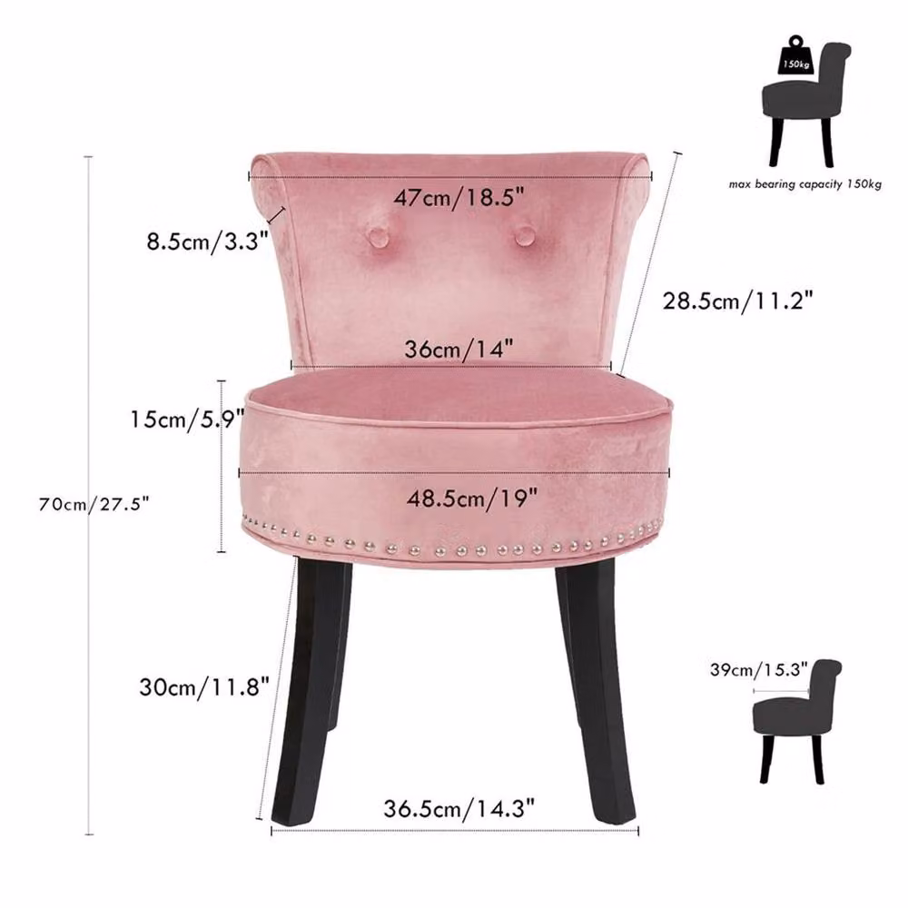 Kelvenix Oyster Pink Velvet Accent Occasional Armchair with Solid Wood Frame – 2