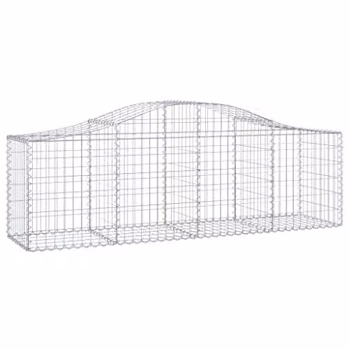 vidaXL Arched Gabion Baskets, 2 Pieces, Silver Galvanised Steel, W/D/H: 200 x 50 x 60/80 cm – 1