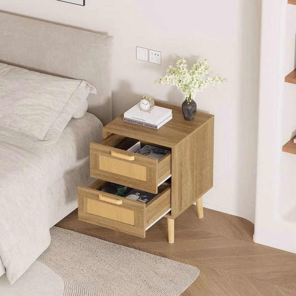 Kelvenix Modern Brown Wood Bedside Table Nightstand – 3