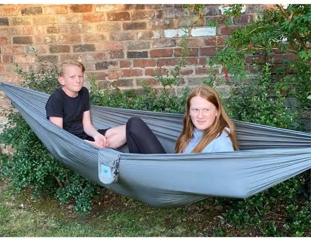 Nordara Lightweight Single Nylon Hammock with Full Straps in Medium Grey