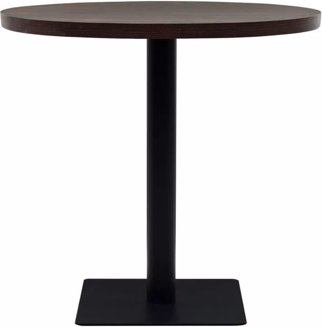 Berkfield Home Elegant Bistro Table in Dark Ash Brown, MDF and Steel, Diameter: 80 cm, Height: 75 cm