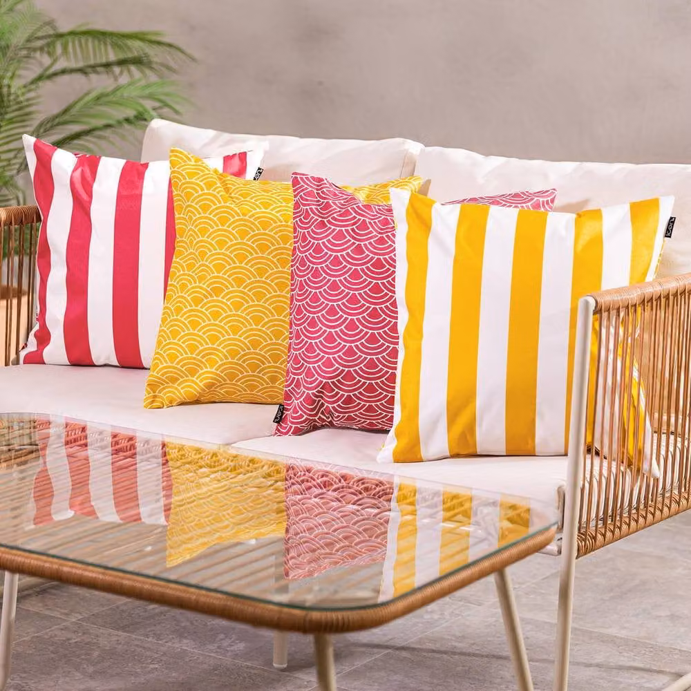 ICON 4-Pack Striped Square Cushions in Pink and Yellow – 2
