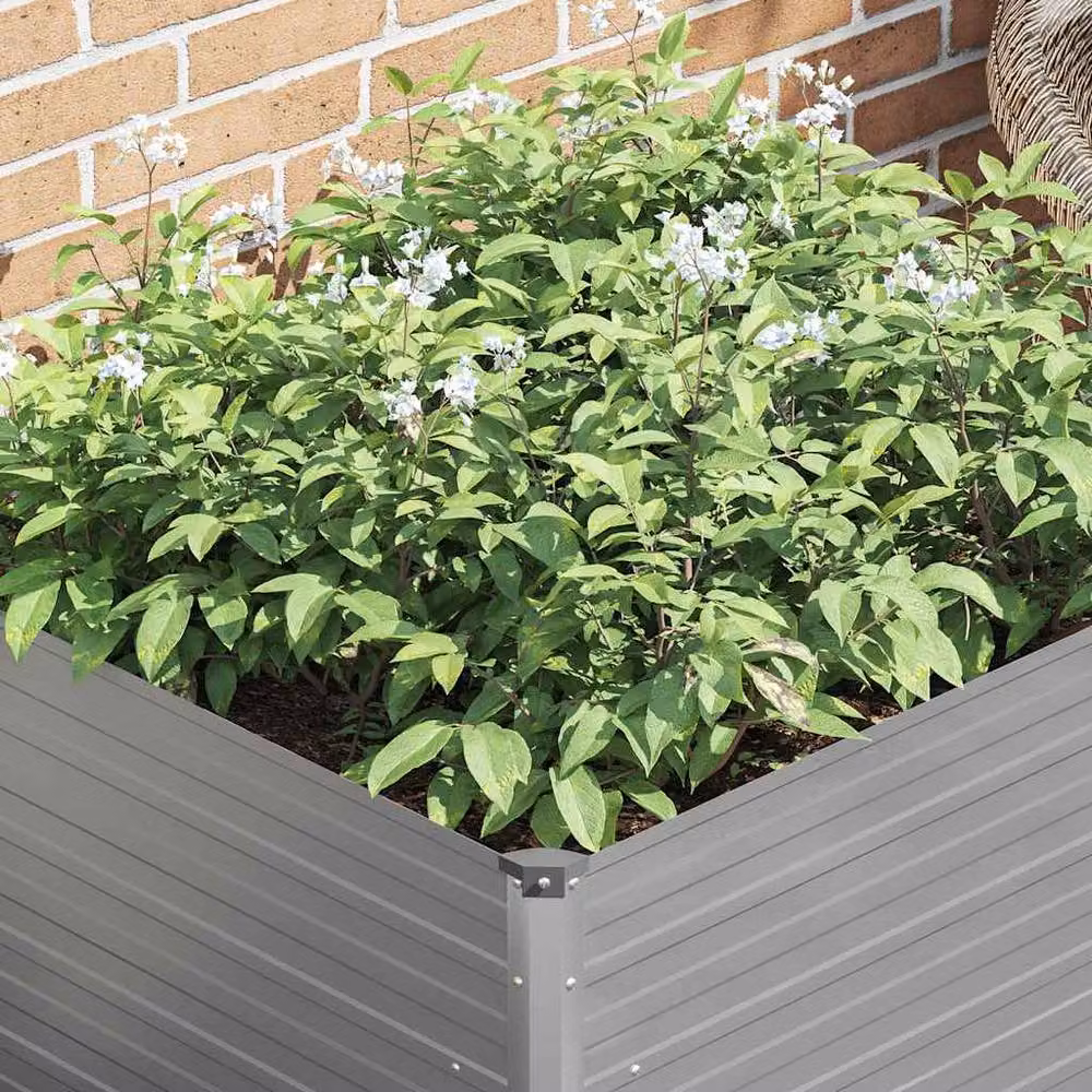 Berkfield Home Raised Garden Bed in Grey Galvanised Steel, W/D/H: 100 x 100 x 77 cm – 3