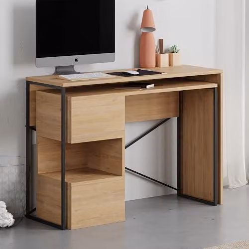 HOCUS PICUS Modern Writing Desk in Oak and Black – 4
