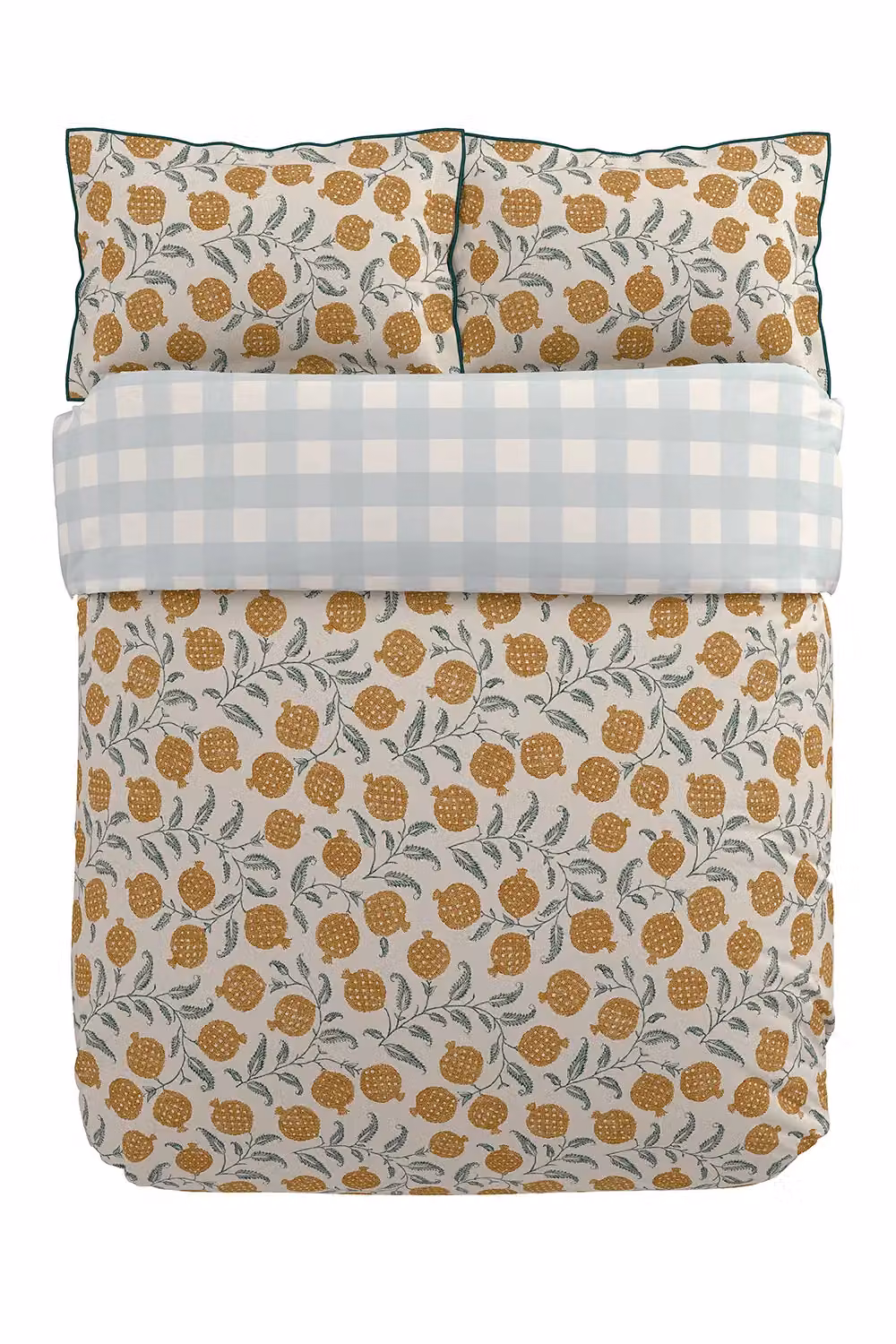 Sanderson Anaar Reversible Mako Satin Cotton Duvet Cover and Pillowcase Set in Beige and Green, W/D/H: 180 x 200 cm – 2
